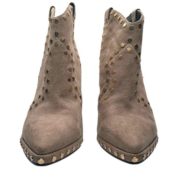 LOLA CRUZ PHOENIX TAUPE GREY STUDDED STILETTO HEELS POINTED TOE BOOTIES - 40 (9) - Picture 2 of 12